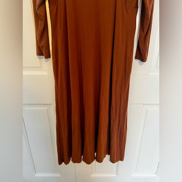 Quince Women’s Tencel Jersey V-Neck Long Sleeve Midi Dress Brown Large - Picture 6 of 10